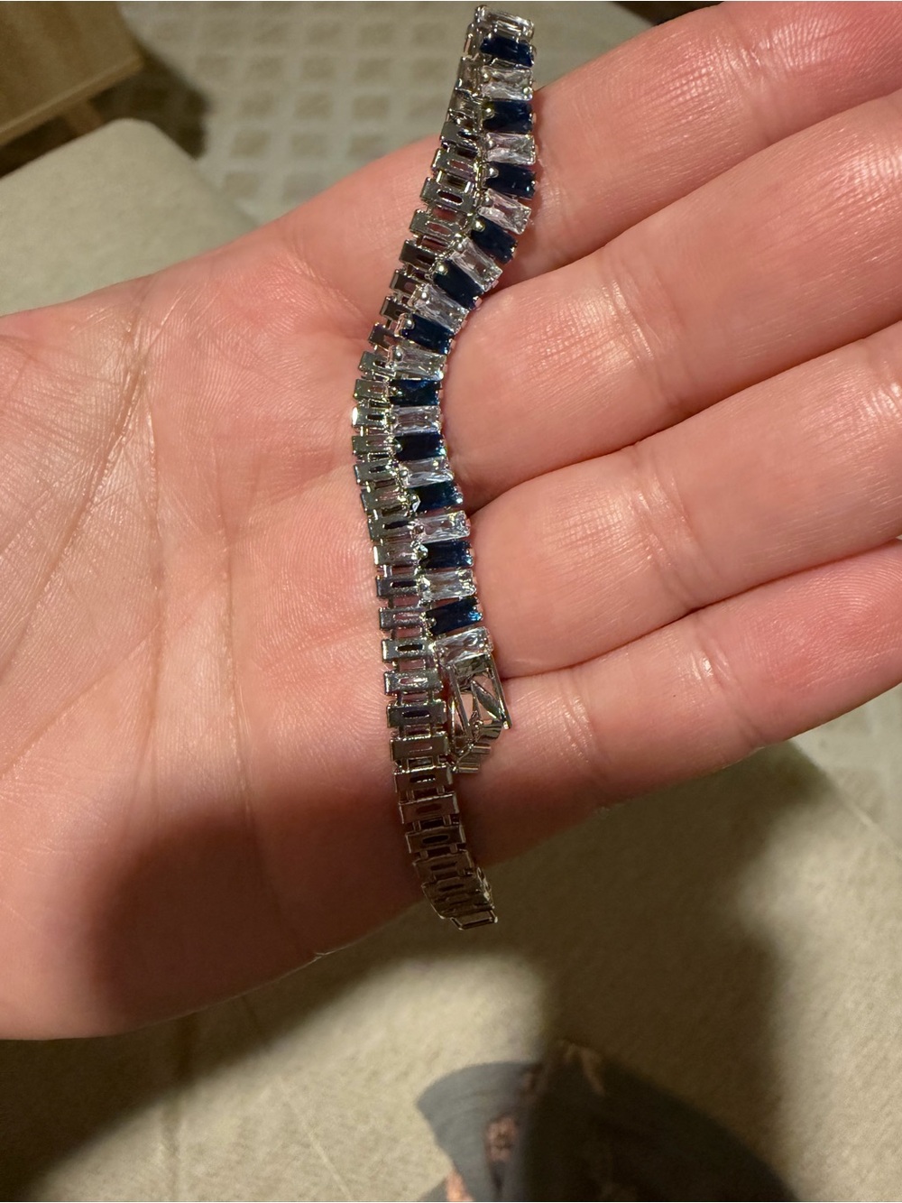 Blue Stone Tennis Bracelet - Elegant Women's Jewelry - Picture 3 of 3